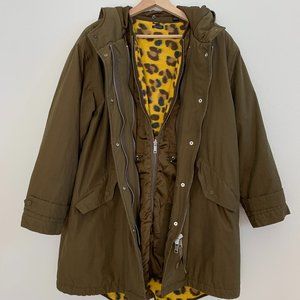 Scotch & Soda Maison Scotch Women's Olive Insulated Double Layer Coat Size Small